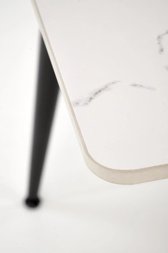 Stół do jadalni Nicolalla 120 cm biały marmur nowoczesny prostokątny na czarnych nogach Intesi