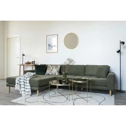 Lustro okrągłe 60 cm Madrid w złotej ramie do salonu i sypialni House Nordic