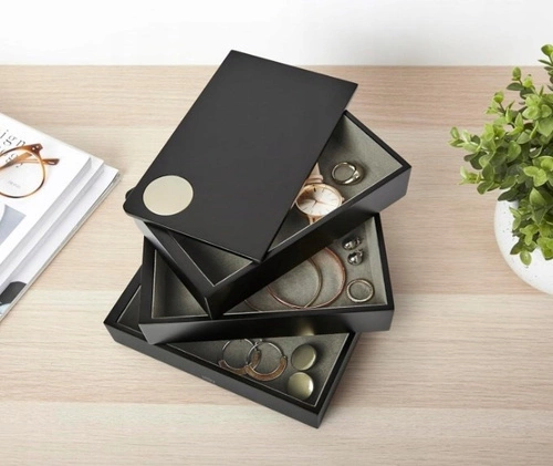 Szkatułka na biżuterię, czarna, SPINDLE