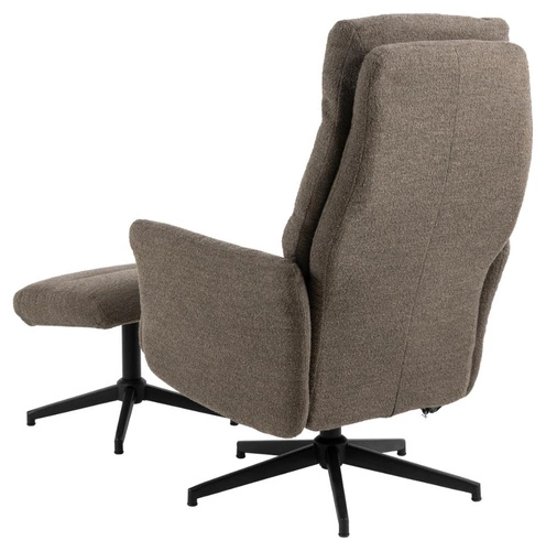 Fotel obrotowy London Monza taupe z podnóżkiem do salonu nowoczesny relaksacyjny beżowy