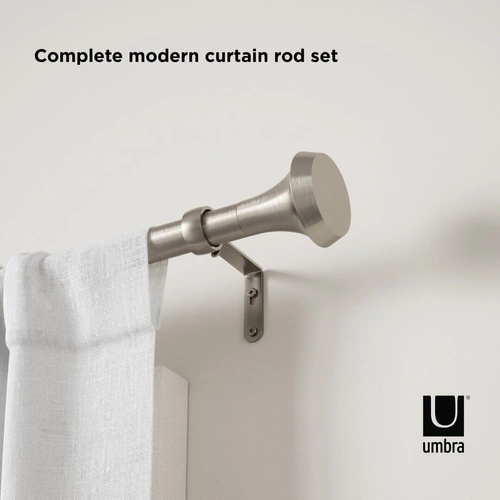 Karnisz pojedynczy Umbra Ella nowoczesny srebrny regulowany do salonu 92-183 cm