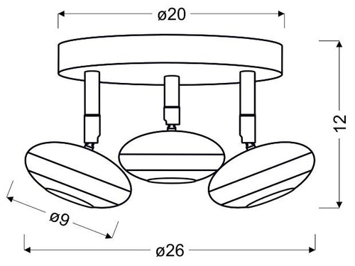 Lampa sufitowa Skipper plafon 3x6W LED cob główka okrągła 1e z przegubem kd system chrom