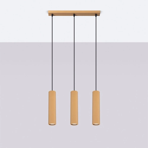 Lampa wisząca KARBON 3-punktowa złota nowoczesna do salonu regulowana wysokość