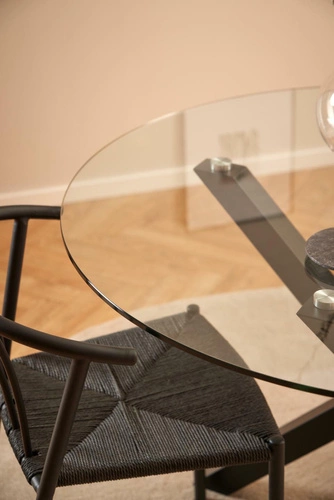 Stół okrągły szklany Heaven 119 cm do jadalni nowoczesny czarny loftowy Actona