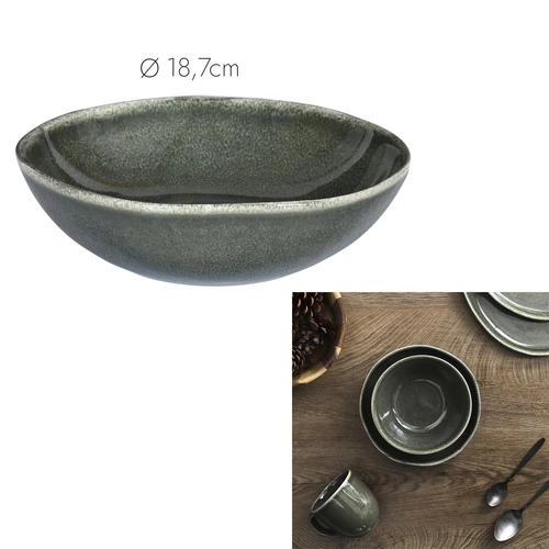 Talerz głęboki Black Forest 19cm ceramiczny szaro-zielony do zupy do jadalni Intesi