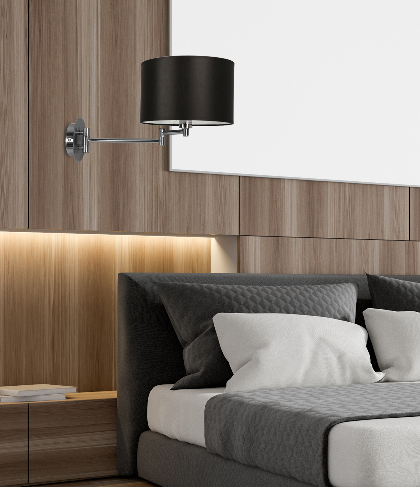 Kinkiet Alexia lampa chromowy 1x40W E14 abażur czarny