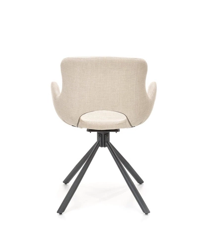 Krzesło tapicerowane Louna beżowe do jadalni i salonu nowoczesne z podłokietnikami Intesi