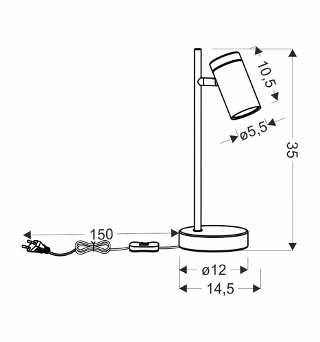 Lampa stołowa Lagos czarna metalowa z drewnem nowoczesna lampka nocna do sypialni 35cm