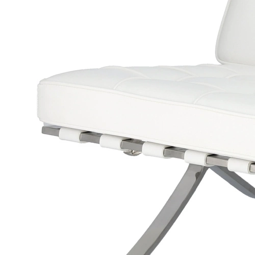 Fotel wypoczynkowy BA1 inspirowany Barcelona do salonu biały ekoskóra nowoczesny glamour