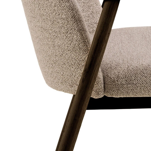 Krzesło Leo skandynawskie tapicerowane z podłokietnikami do jadalni beżowe dąb Actona