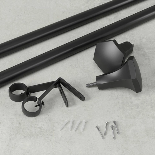 Karnisz pojedynczy Umbra Sita czarny mat regulowany do salonu lub sypialni 91-183cm