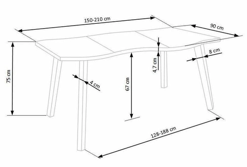 Stół rozkładany do jadalni Sonik 2 dąb naturalny czarne nogi nowoczesny 150–210 cm Intesi