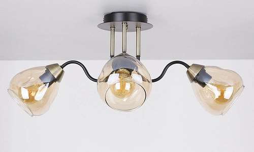 Lampa sufitowa Unica czarno-złota szklana 3-punktowa do salonu i jadalni