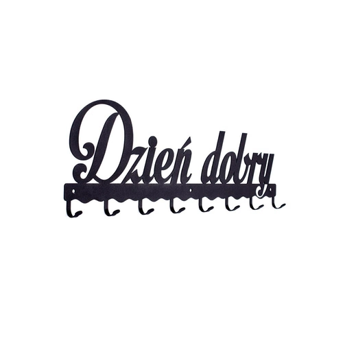 Wieszak ścienny do przedpokoju metalowy czarny Dzień dobry 01 Intesi nowoczesny 60 cm