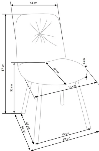 Krzesło tapicerowane Danis szare do jadalni nowoczesne na czarnych nogach Intesi
