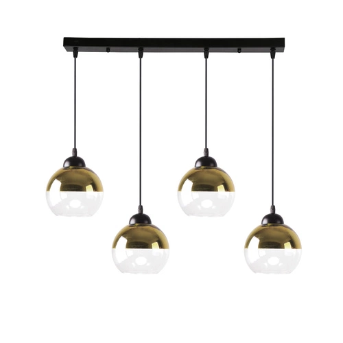 Lampa wisząca Contessa czarny 4x40 E27  klosz złoty