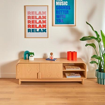 Komoda Lee nowoczesna z półkami 100 cm skandynawska brzoza do salonu Atmosphera