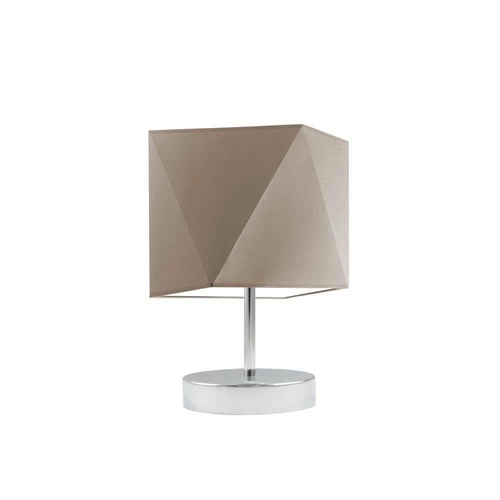 Lampka nocna do sypialni PASADENA nowoczesna beżowa z abażurem na chromowanym stelażu