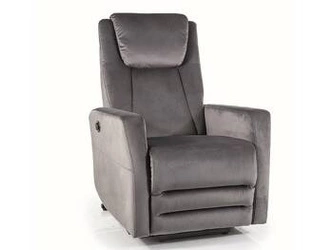 Fotel rozkładany do salonu Doni szary Bluvel z funkcją relax i portem USB Intesi