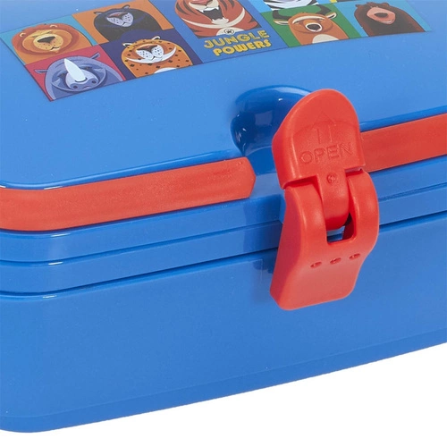 Lunchbox dziecięcy Dżungla Intesi niebieski pojemnik na lunch do szkoły szczelny plastikowy