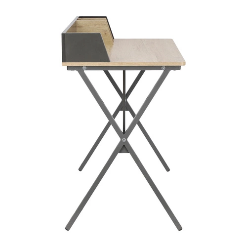 Biurko Brico szare z nadstawką nowoczesne industrialne do pracy i nauki 90x50 cm Intesi