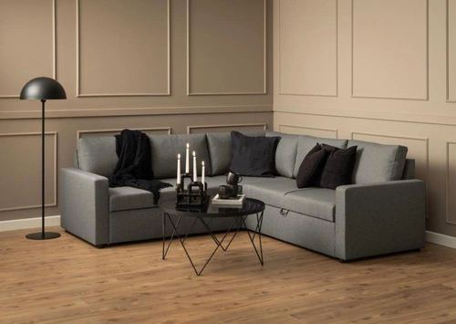 Stolik kawowy Halstow okrągły 80 cm szklany czarny loftowy do salonu Actona