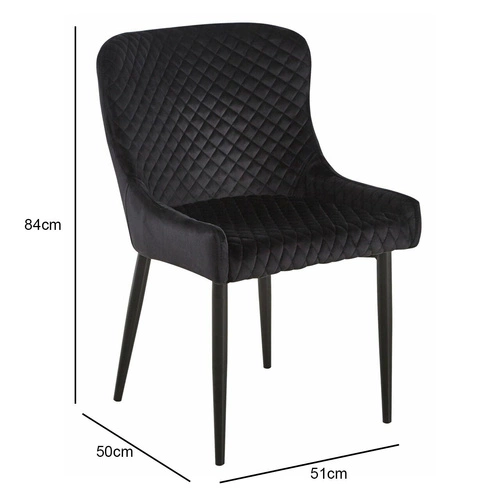Krzesło do jadalni Luna Intesi welurowe czarne nowoczesne z oparciem na metalowych nogach