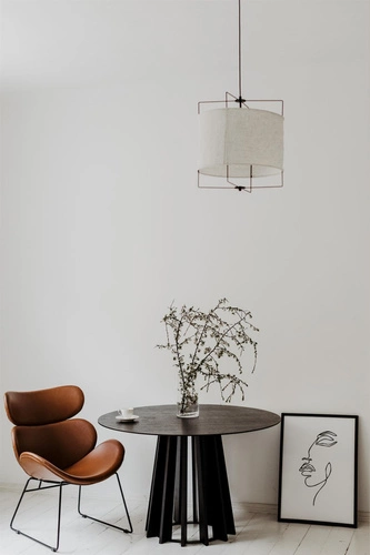 Stół okrągły do jadalni TAVLE NORDIFRA czarny dąb nowoczesny 120 cm na jednej nodze