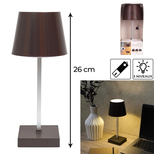 Lampka biurkowa LED Blanca dotykowa brązowa na baterie ściemniana