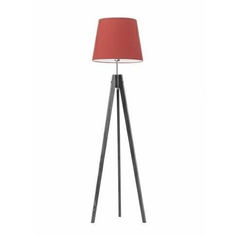 Lampa podłogowa trójnóg Aruba Lysne czerwona z abażurem drewniana do salonu glamour 149 cm