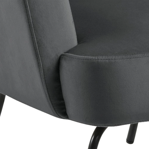 Fotel uszak Melissa VIC welurowy do salonu w stylu glamour z podłokietnikami szary Actona