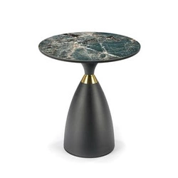 Stolik kawowy Namas okrągły glamour z zielonym marmurowym blatem do salonu Intesi