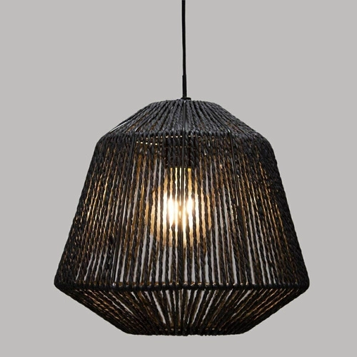 Lampa wisząca Jily boho czarna rattanowa regulowana do salonu nad stół 29 cm Atmosphera