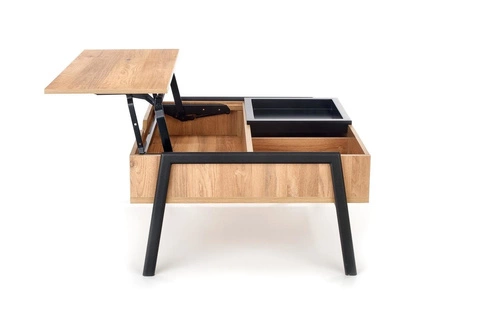 Stolik kawowy Mobis prostokątny z podnoszonym blatem i półką loftowy do salonu Intesi