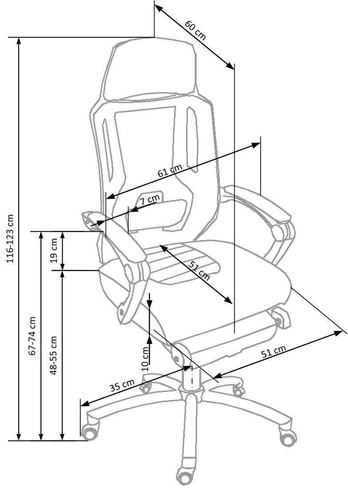 Fotel biurowy ergonomiczny Mande czarny z podnóżkiem i siatkowym oparciem do biura