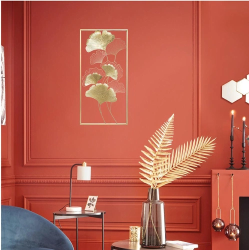 Złota dekoracja ścienna metalowa Ginko Atmosphera glamour ozdoba na ścianę do salonu 100 cm