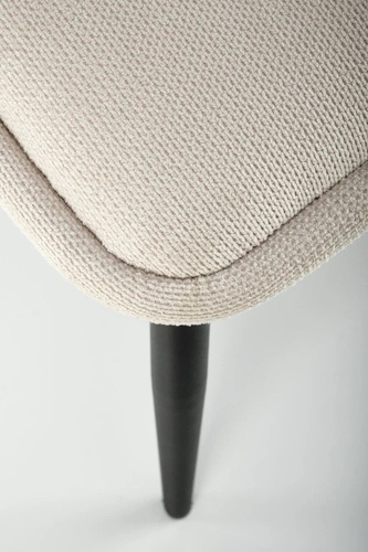 Krzesło tapicerowane Odile beżowe do jadalni i salonu nowoczesne na czarnych nogach Intesi