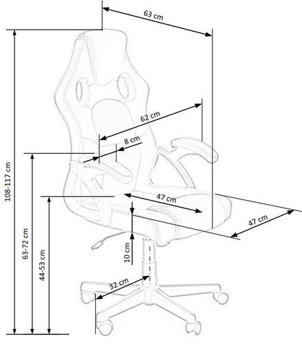 Fotel gamingowy Kelber czarno-czerwony obrotowy z regulacją wysokości i oparcia do biurka