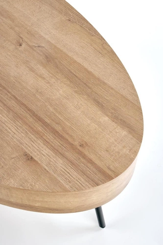 Stolik kawowy Paola loftowy owalny dąb złoty z szufladą do salonu 120x60 cm Intesi