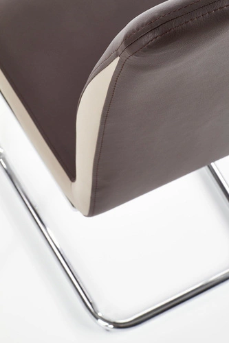 Krzesło tapicerowane Champagne Intesi do jadalni i salonu ekoskóra brązowa nowoczesne