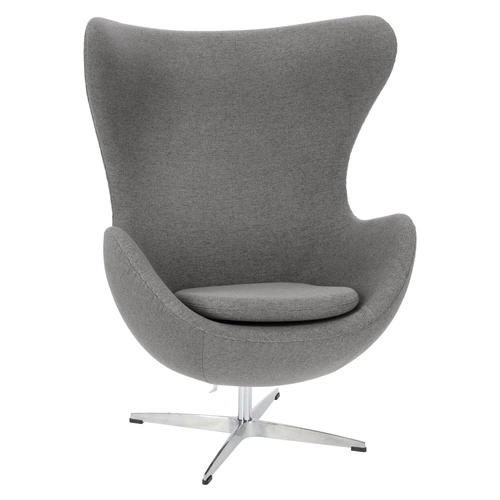 Fotel uszak Jajo inspirowany Egg do salonu i biura szary nowoczesny obrotowy Easy Clean