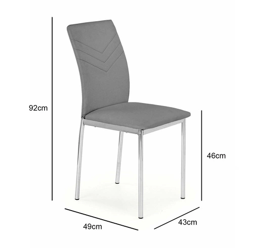 Krzesło tapicerowane Venez popielate ekoskóra do jadalni i salonu Intesi chrom