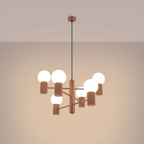 Żyrandol nowoczesny HALO 6 kawowy do salonu i jadalni z aluminium 64 cm