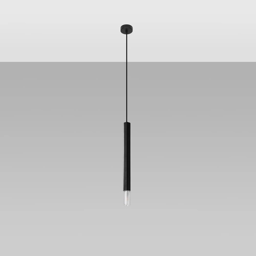 Lampa wisząca czarna Wezyr 1 nowoczesna tuba do salonu, kuchni lub nad wyspę