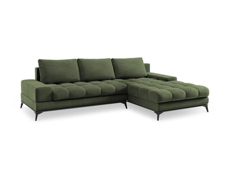 Narożnik z funkcją spania Deneb Green Structured Fabric prawostronny