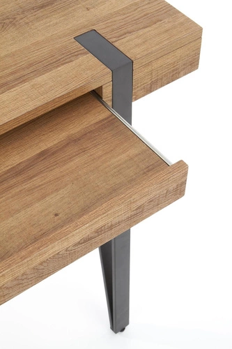 Biurko do pracy nowoczesne z szufladą Indorika orzech miodowy czarne loft 110x55 cm Intesi