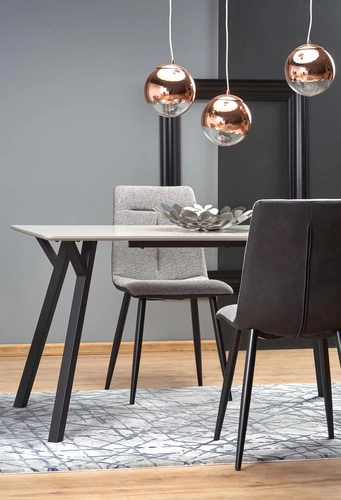 Stół loftowy do jadalni Gorbal 140x80 cm szary blat czarne nogi nowoczesny Intesi