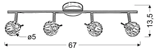 Nowoczesna lampa sufitowa Bombola chrom regulowana do salonu i sypialni 4-punktowa