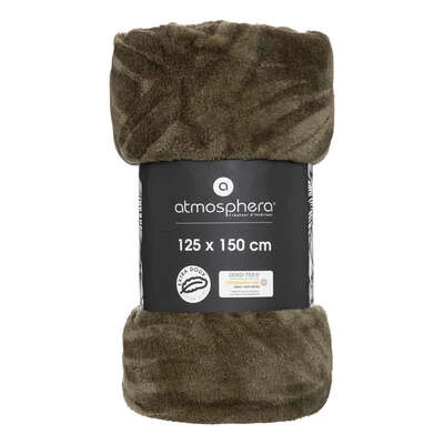 Ciepły koc flanelowy Zoa Atmosphera 125x150 cm na kanapę do salonu khaki