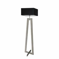 Lampa stojąca czarna Jawa nowoczesna z abażurem drewniana do salonu i sypialni 138 cm